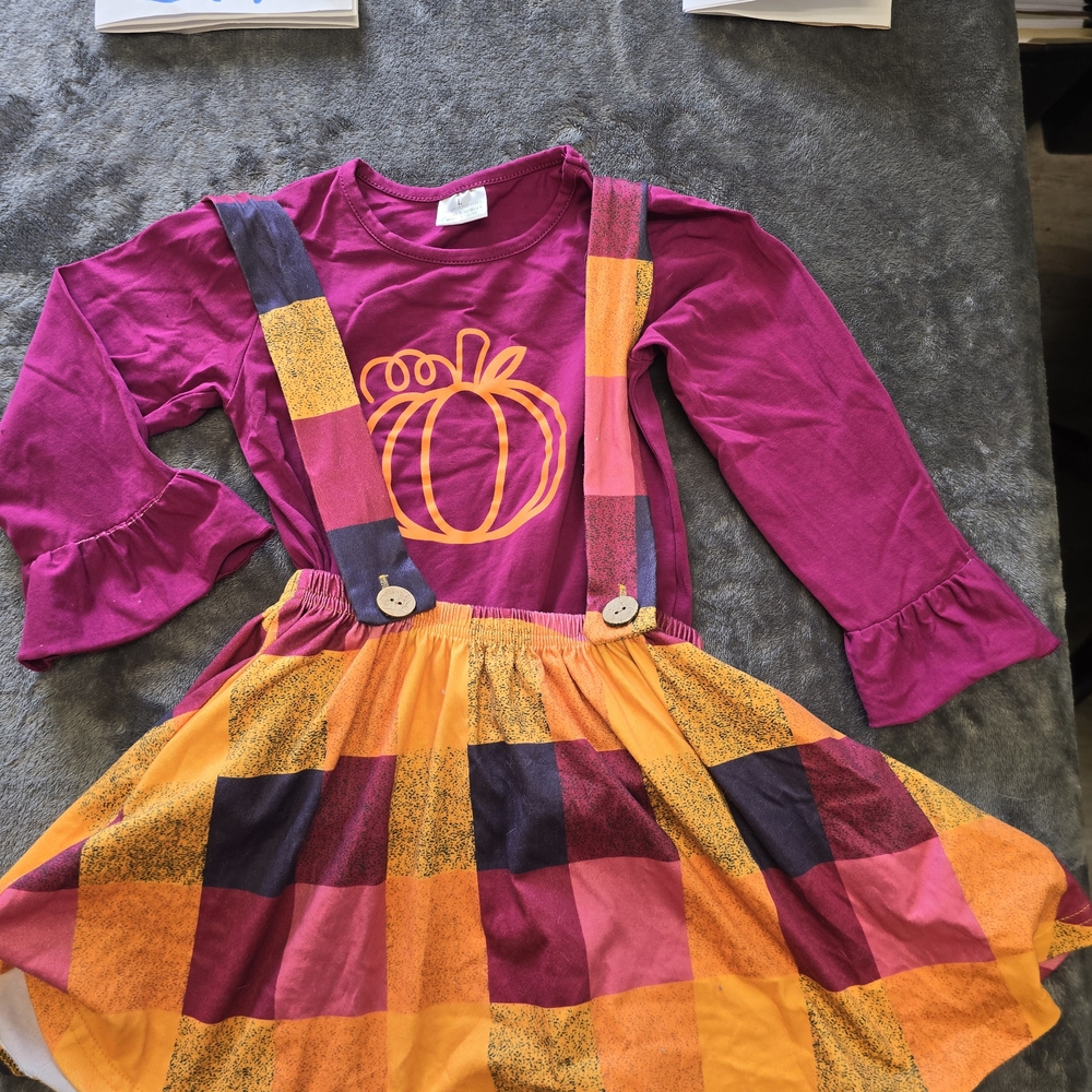 Colorful Pumpkin Dress with Suspenders